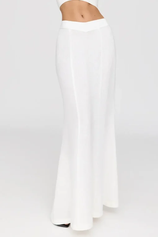 Milos Linen Blend V Waist Maxi Skirt - Coconut Milk