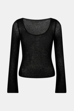Multiway Long Sleeve Resort Knit Top - Shadow Black