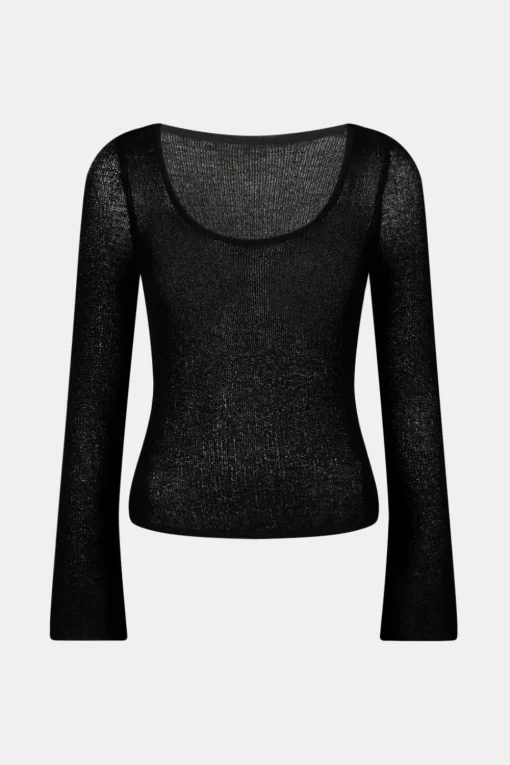 Multiway Long Sleeve Resort Knit Top - Shadow Black