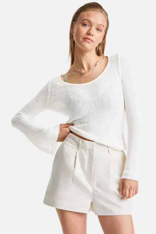Multiway Long Sleeve Resort Knit Top - Coconut Milk