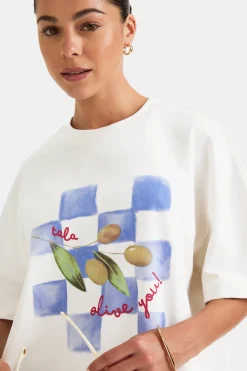 Olive Graphic Tee - White