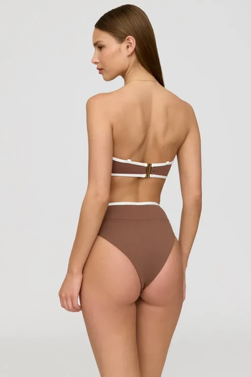 Palma Contrast Trim Wrap Waist Bikini Brief - Terracotta And Coconut Milk