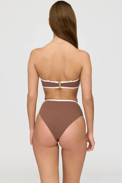 Palma Contrast Trim Wrap Waist Bikini Brief - Terracotta And Coconut Milk