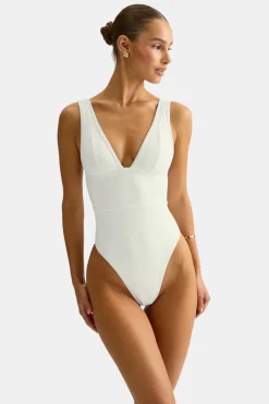 Plunge Swimsuit - White