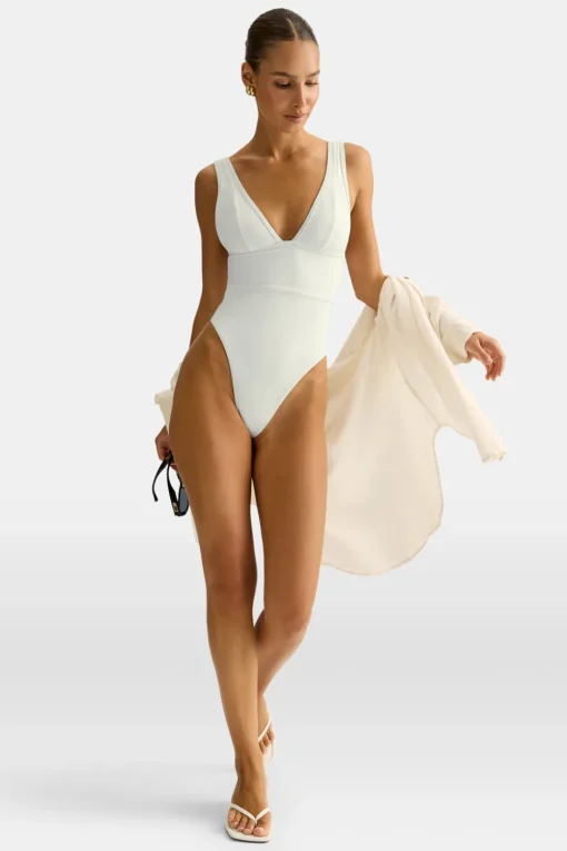 Plunge Swimsuit - White