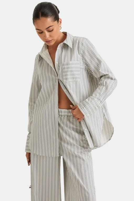 Poplin Shirt - Blue Stripe