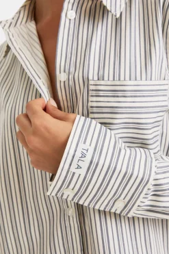 Poplin Shirt - Blue Stripe