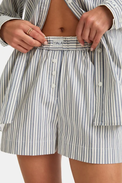 Poplin Short - Blue Stripe