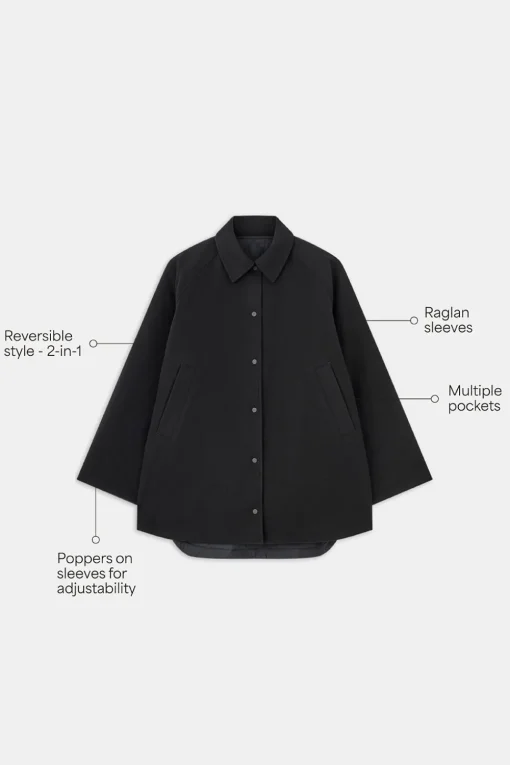 Quilted Reversible Barn Jacket - Black