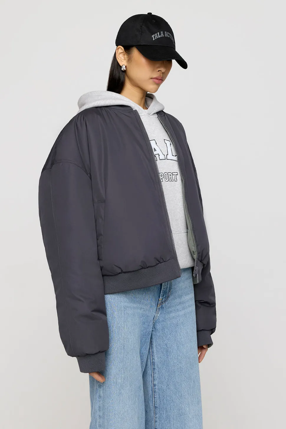 Reversible Girlfriend Bomber Jacket - Graphite And Cool Olive