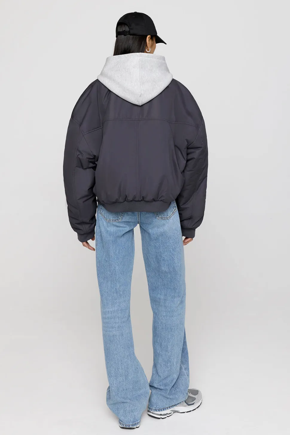 Reversible Girlfriend Bomber Jacket - Graphite And Cool Olive