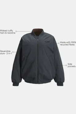 Reversible Oversized Bomber Jacket - Black And Espresso
