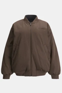Reversible Oversized Bomber Jacket - Black And Espresso