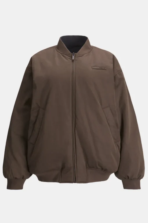 Reversible Oversized Bomber Jacket - Black And Espresso