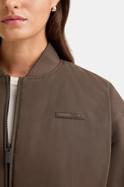 Reversible Oversized Bomber Jacket - Black And Espresso