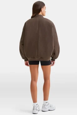 Reversible Oversized Bomber Jacket - Black And Espresso
