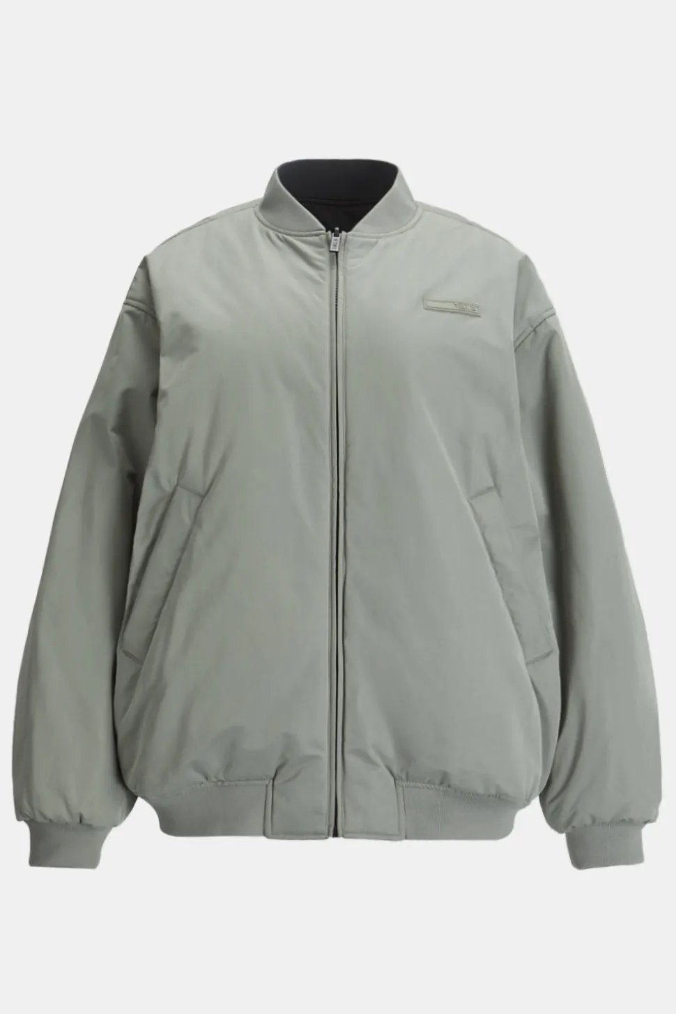 Reversible Oversized Bomber Jacket - Black And Cool Olive