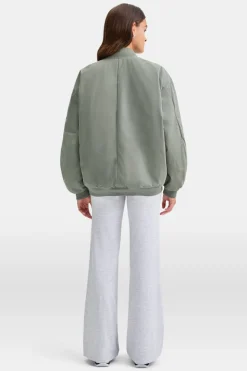 Reversible Oversized Bomber Jacket - Black And Cool Olive