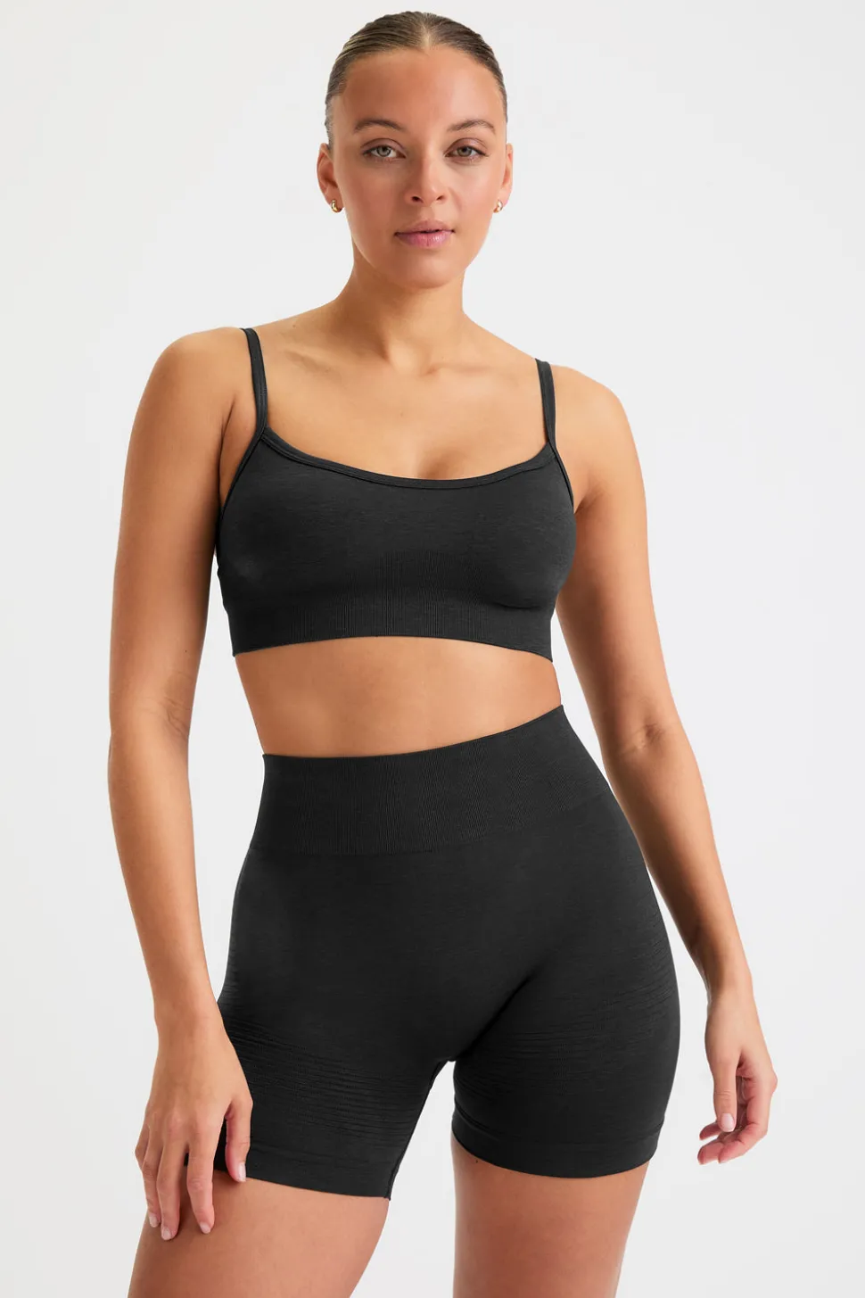Sculpt Seamless Bandeau Sports Bra - Black Marl