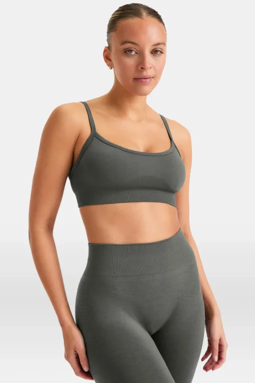 Sculpt Seamless Bandeau Sports Bra - Dark Olive Marl