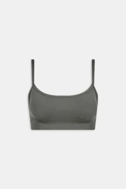 Sculpt Seamless Bandeau Sports Bra - Dark Olive Marl