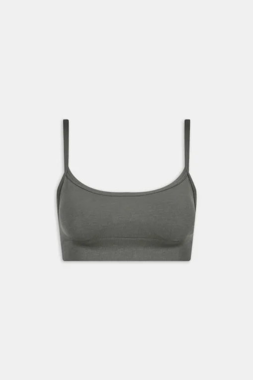 Sculpt Seamless Bandeau Sports Bra - Dark Olive Marl