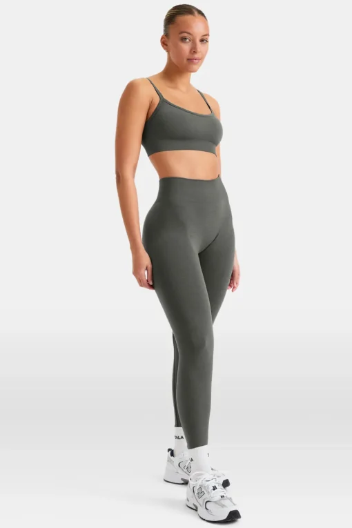 Sculpt Seamless Bandeau Sports Bra - Dark Olive Marl