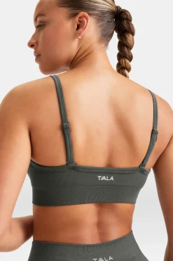 Sculpt Seamless Bandeau Sports Bra - Dark Olive Marl