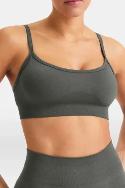 Sculpt Seamless Bandeau Sports Bra - Dark Olive Marl