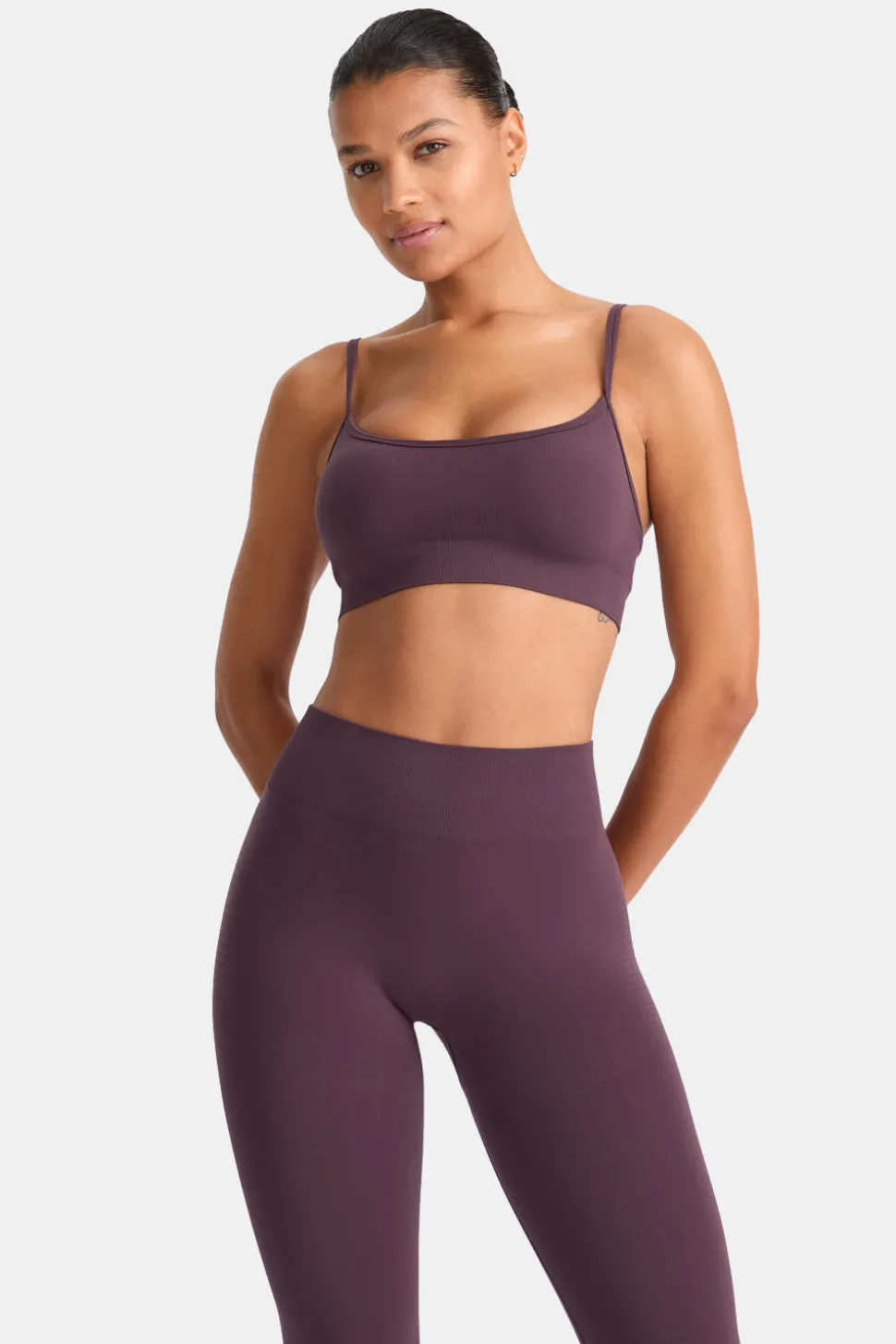 Sculpt Seamless Bandeau Sports Bra - Plum Marl