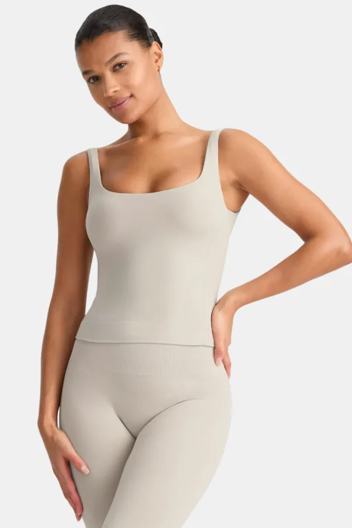 Sculpt Seamless Built-In Bra Vest - Chai Marl