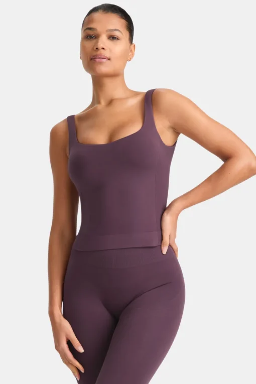 Sculpt Seamless Built-In Bra Vest - Plum Marl
