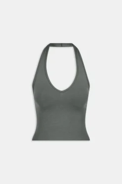 Sculpt Seamless Halter Tank - Dark Olive Marl