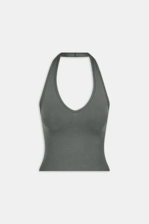 Sculpt Seamless Halter Tank - Dark Olive Marl