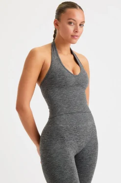 Sculpt Seamless Halter Tank - Charcoal Marl