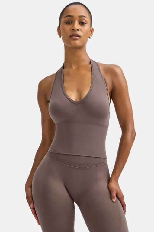 Sculpt Seamless Halter Tank - Dark Truffle