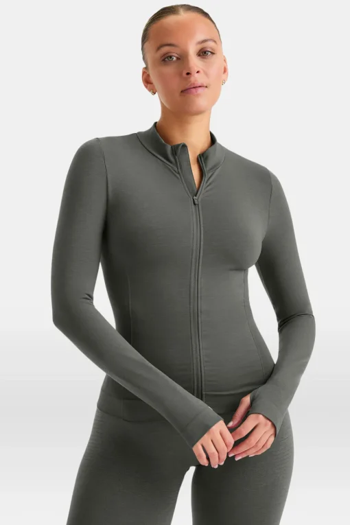 Sculpt Seamless Longline Jacket - Dark Olive