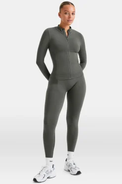 Sculpt Seamless Longline Jacket - Dark Olive