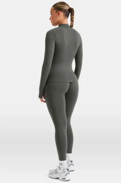 Sculpt Seamless Longline Jacket - Dark Olive