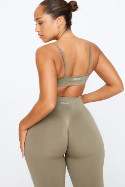 Sculpt Seamless Mini Sports Bra - Olive Marl