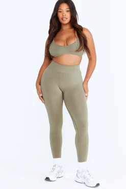 Sculpt Seamless Mini Sports Bra - Olive Marl