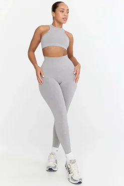 Sculpt Seamless Ribbed High Waisted Legging - Light Grey Marl