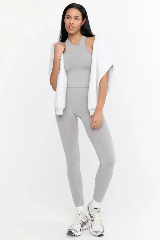 Sculpt Seamless Ribbed High Waisted Legging - Light Grey Marl
