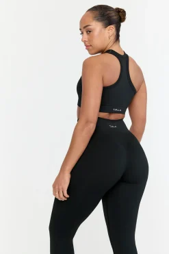 Sculpt Seamless Ribbed Racer Sports Bra - Black Marl