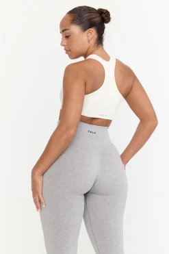 Sculpt Seamless Ribbed Racer Sports Bra - Milk Marl