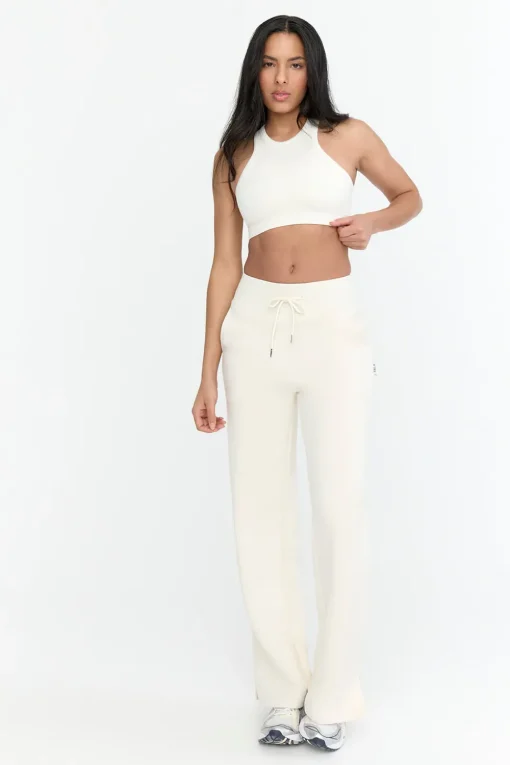 Sculpt Seamless Ribbed Racer Sports Bra - Milk Marl