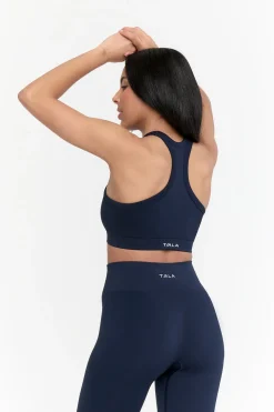 Sculpt Seamless Ribbed Racer Sports Bra - Navy Marl