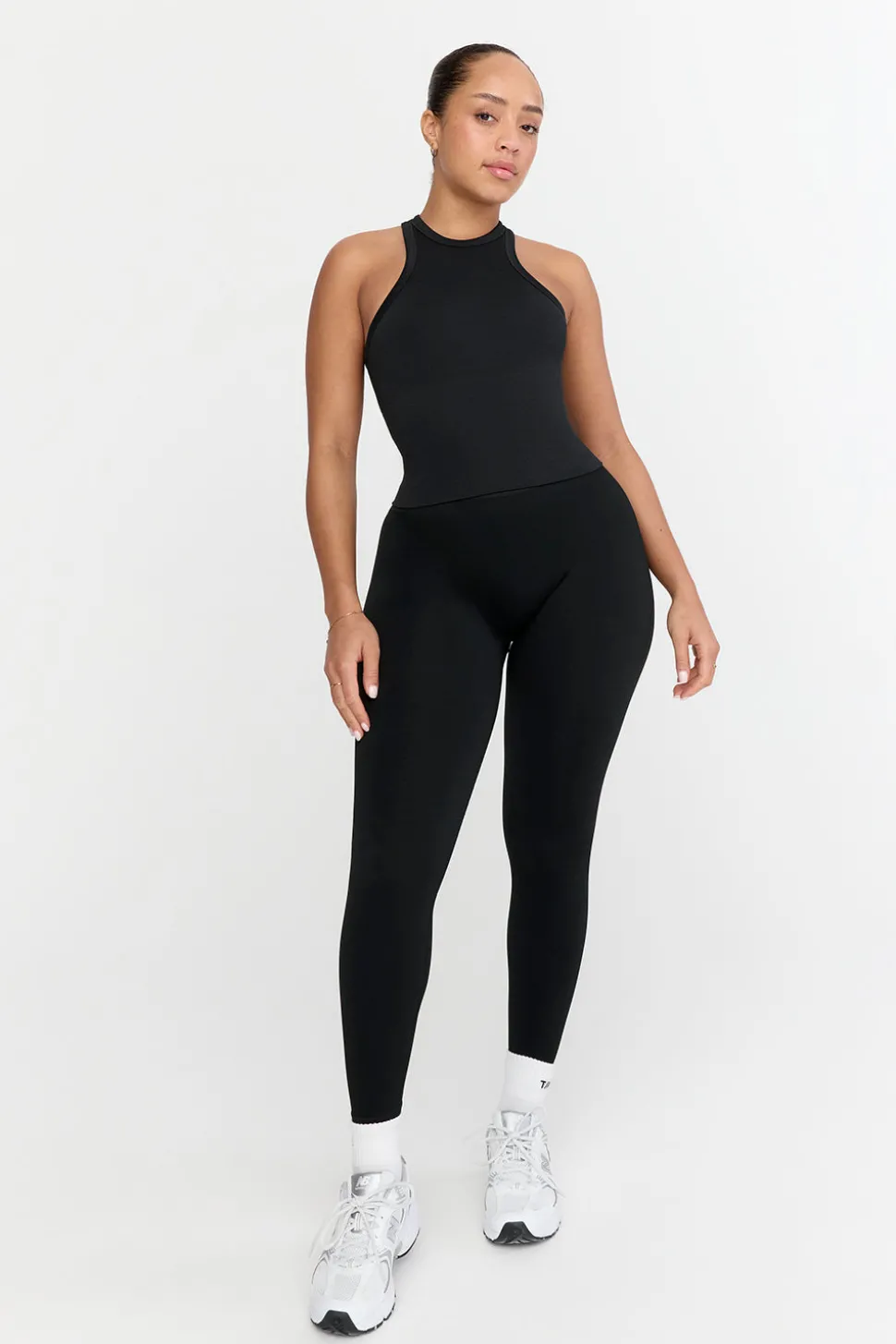 Sculpt Seamless Ribbed Racer Tank - Black Marl