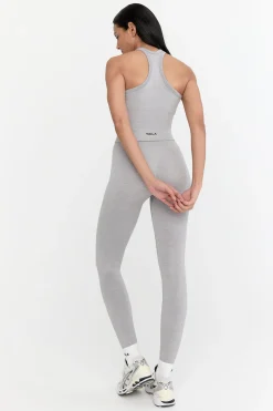 Sculpt Seamless Ribbed Racer Tank - Light Grey Marl