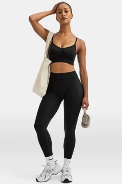 Sculpt Seamless Ruched Sports Bra - Black Marl